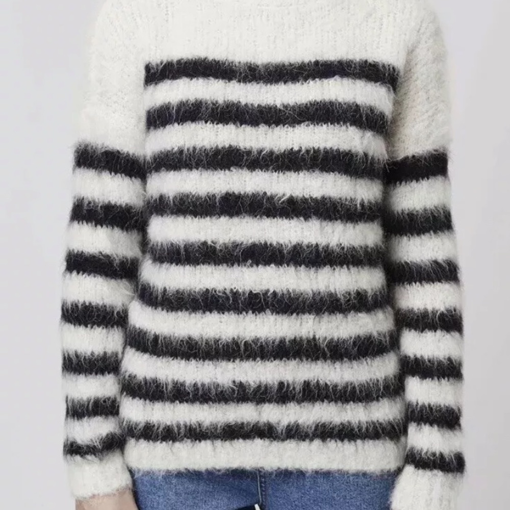 TOPSHOP BOUTIQUE ALPACA Striped Knit Sweater